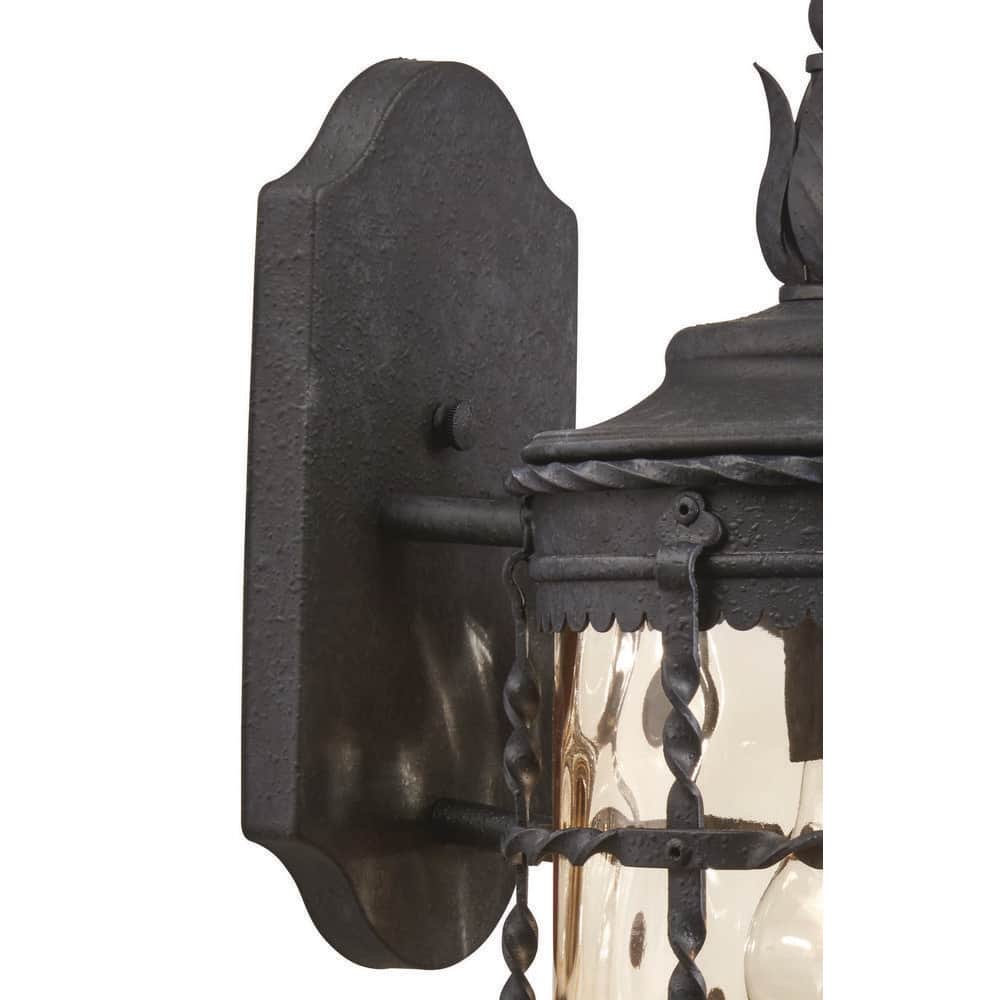 Spanish Iron Outdoor Wall Mount Light with Champagne Glass