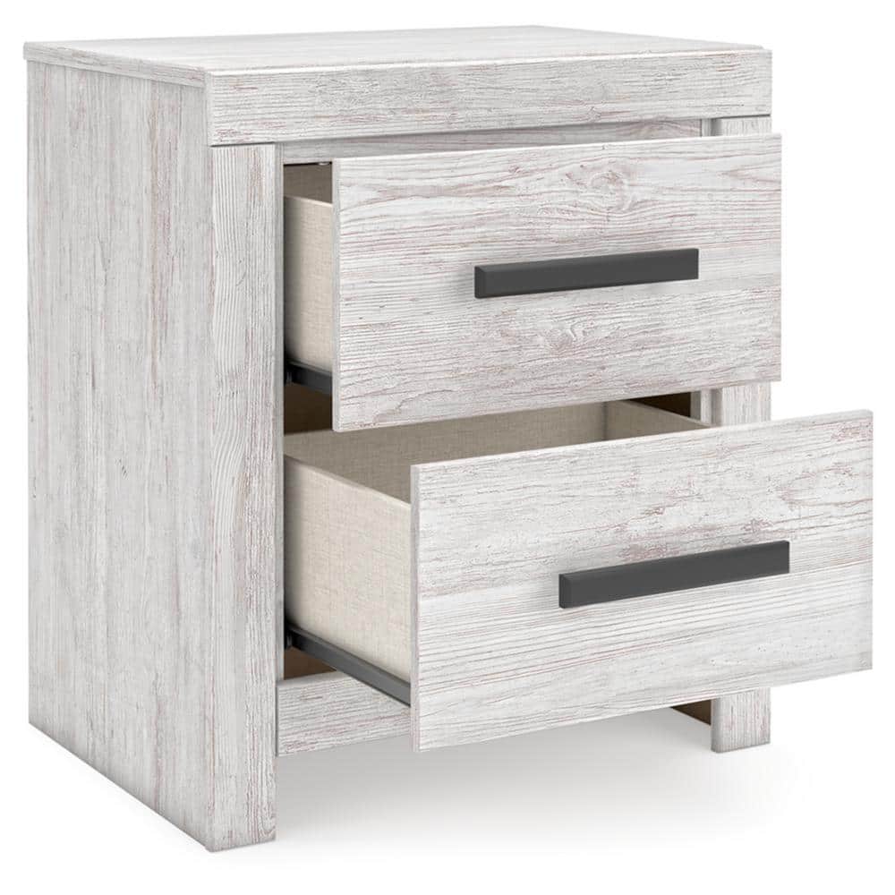 Whitewash Transitional 2-Drawer Nightstand