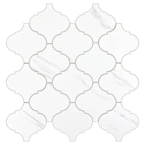 Zurich Calacatta Arabesque 10.48 in. x 10.66 in. 3.3 mm Stone Peel and Stick Backsplash Tile (6.21 sq. ft./8-Pack)
