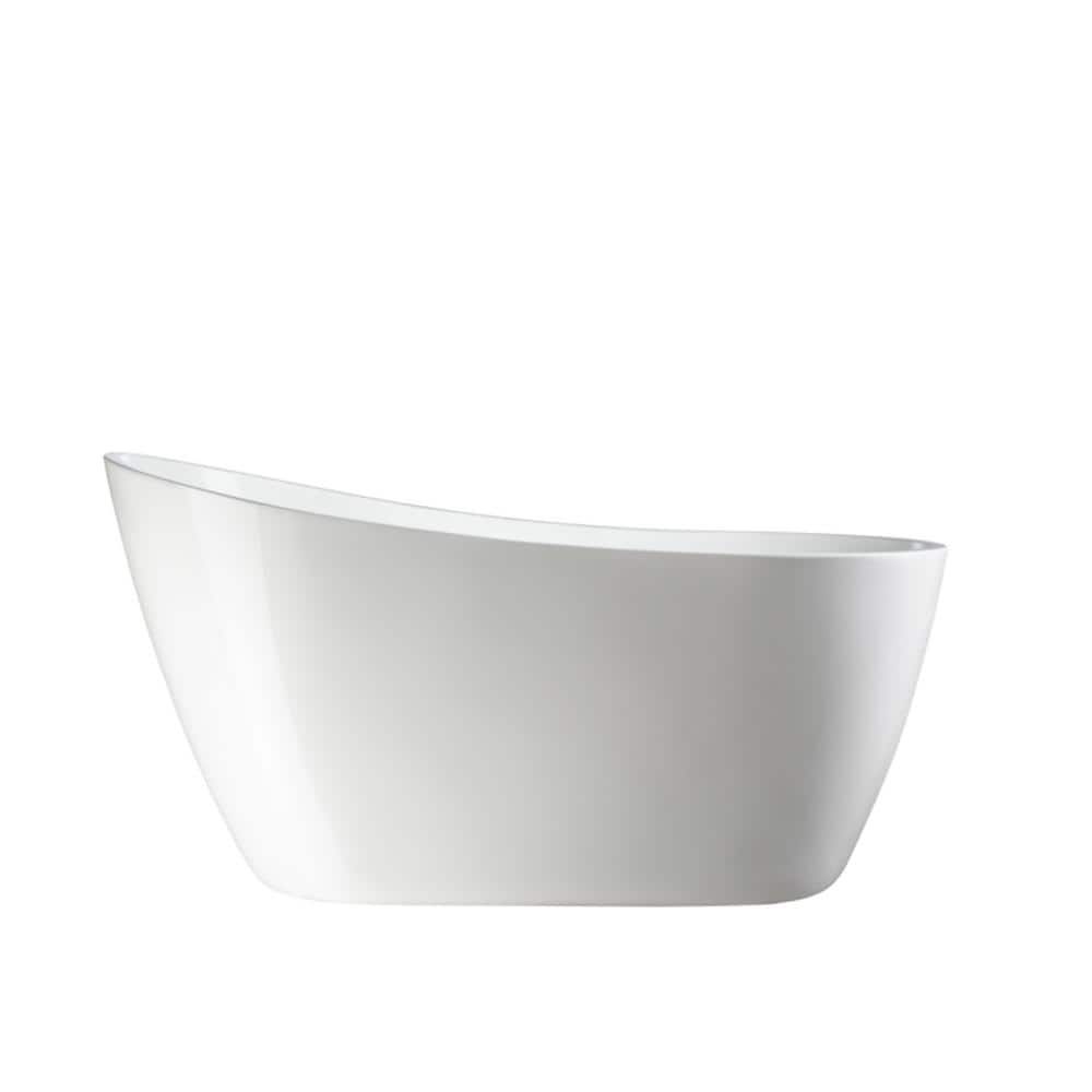 Maya 55" White Acrylic Freestanding Soaking Bathtub
