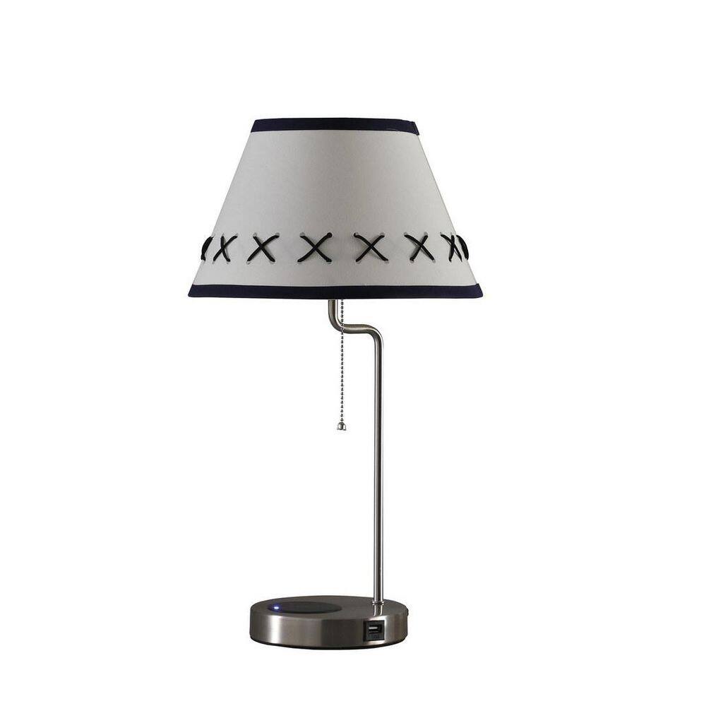 20 in. Silver Bedside Table Lamp for Living Room, Bedroom with White Linen Shade No Bulbs Included price history on PriceWatchPro