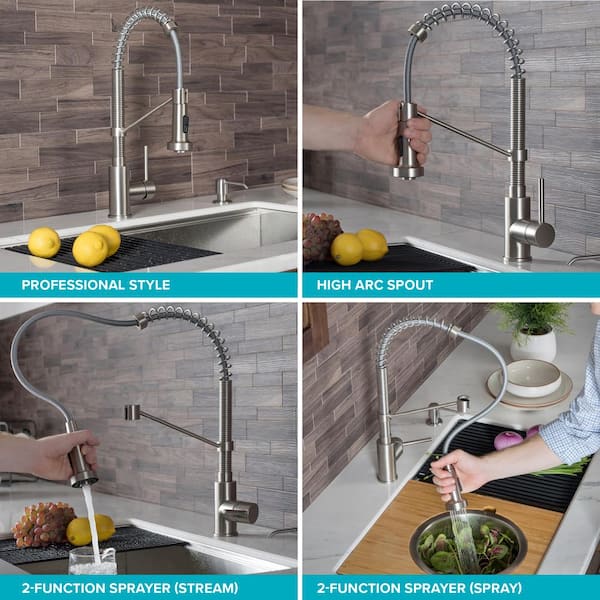 KRAUS Single Handle 18-Inch Commercial Kitchen Faucet with Dual