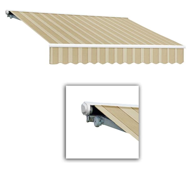 AWNTECH 10 ft. Galveston Semi-Cassette Left Motor with Remote Retractable Awning (96 in. Projection) in Linen/Almond/White