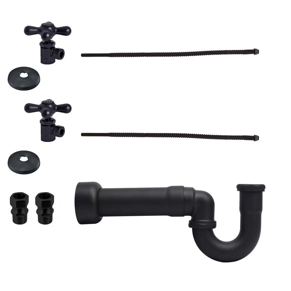 Westbrass LAStyle Pedestal Lavatory Kit with Cross Handles, Matte