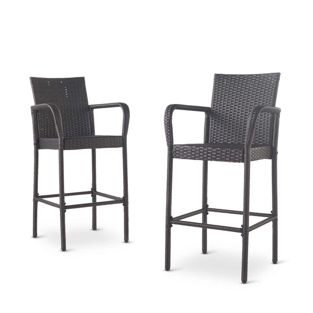 Littleton Iron Wicker Outdoor Barstools Gray (Set of 2)