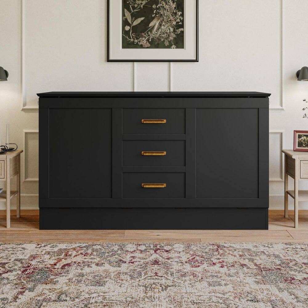 Charleston Light Toffee Natural Bronze Wood Frame Queen Murphy Bed Chest with 6 in. Mattress - thumbnail 7