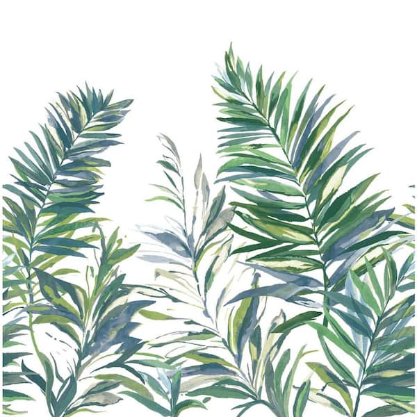 33.3 in. x 0.025 in. Blue Swaying Palms Green Non-Pasted Non-Woven Mural