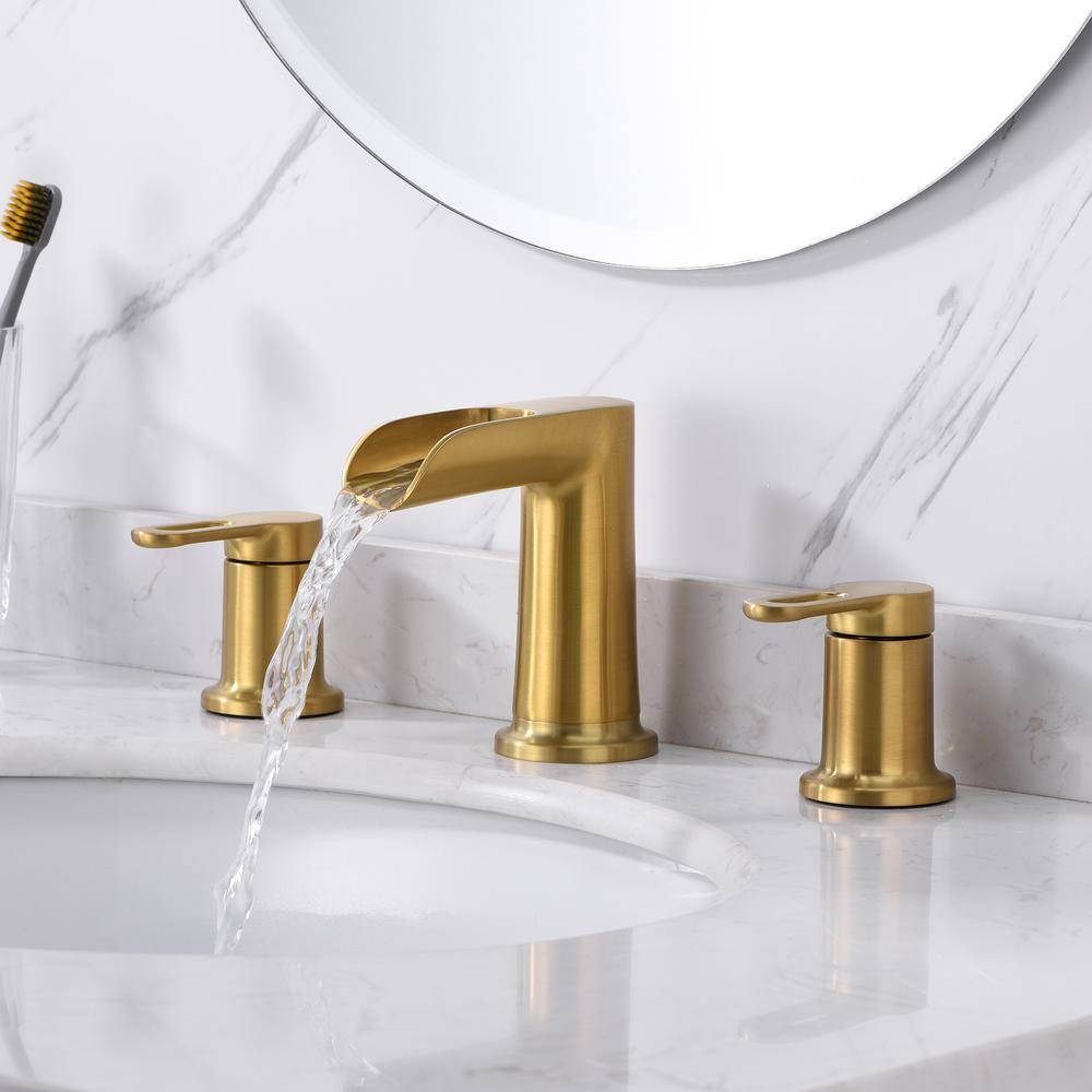 VividFall 8-inch Brushed Gold Widespread 2-Handle Bathroom Faucet