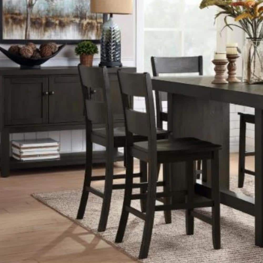 Brown Upholstered Ladderback High Wood Side Chair