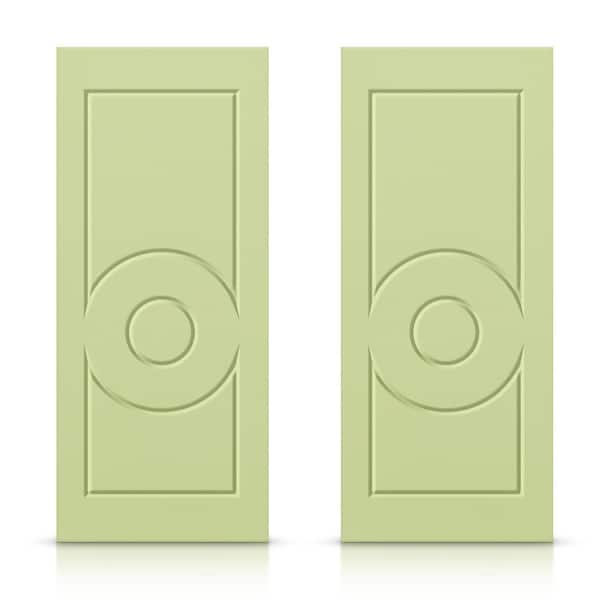CALHOME 48 in. x 80 in. Hollow Core Sage Green Painted Composite MDF Interior Double Closet Sliding Doors