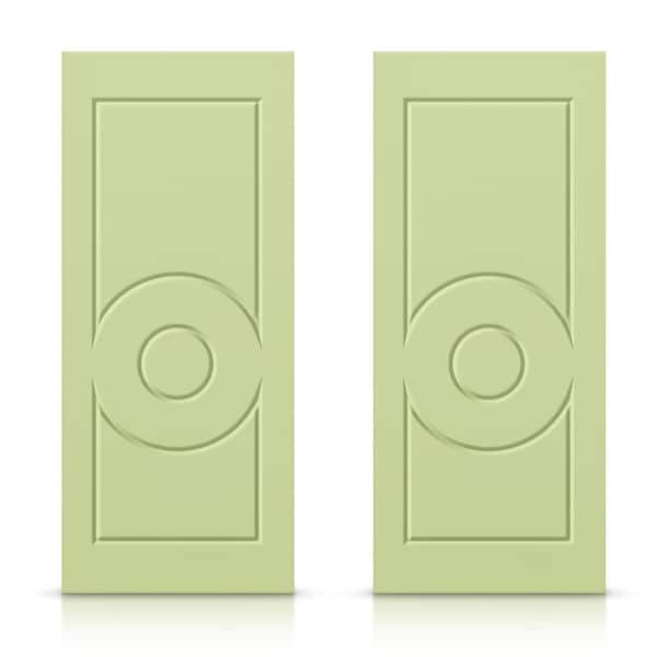 CALHOME 60 in. x 80 in. Hollow Core Sage Green Stained Composite MDF Interior Double Closet Sliding Doors