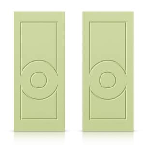 60 in. x 84 in. Hollow Core Sage Green Stained Composite MDF Interior Double Closet Sliding Doors