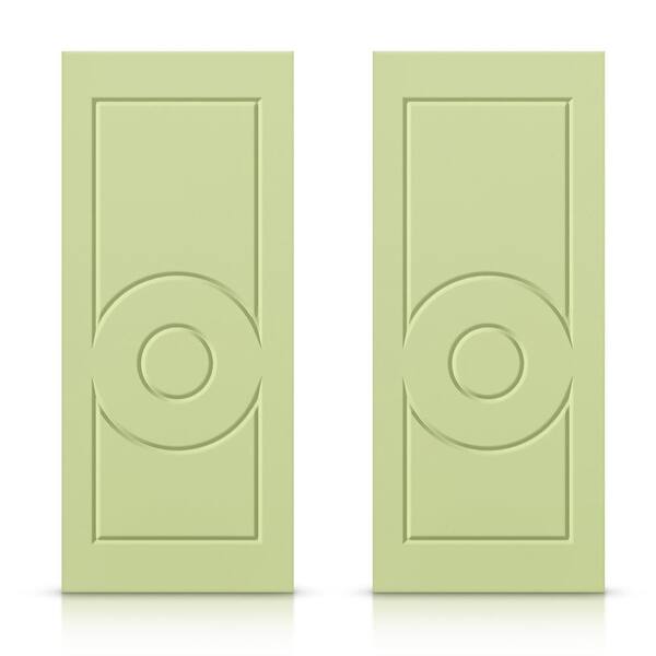 CALHOME 60 in. x 96 in. Hollow Core Sage Green Painted Composite MDF Interior Double Closet Sliding Doors
