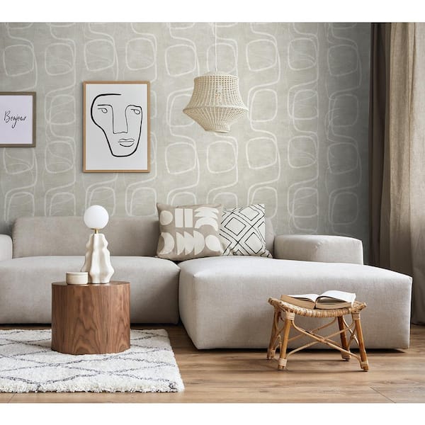 Oat Forcella Abstract Unpasted Paper Nonwoven Wallpaper Roll 57.5 sq. ft.