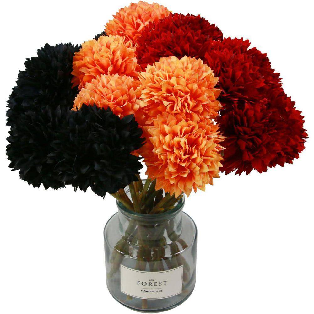 12 Pieces 11 in. Multi-Colored Artificial Faux Ball Chrysanthemum