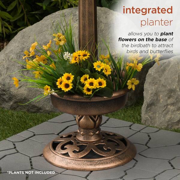 Alpine Corporation 29 in. H Bronze Outdoor Pedestal Birdbath
