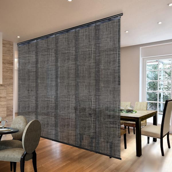 EMOH Chevelle 58 in.- 110 in. W x 116 in. L Adjustable 5-Panel Black Single Rail Panel Track with 23.5 in. Slates