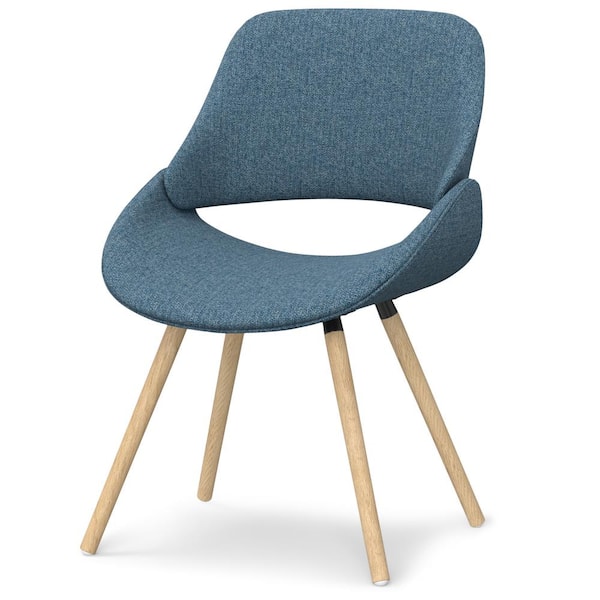Simpli Home Malden Denim Blue Bentwood dining Chair with Light Wood