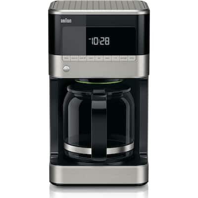 BrewSense 12-Cup Programmable Black and Stainless Steel Drip Coffee Maker with Temperature Control