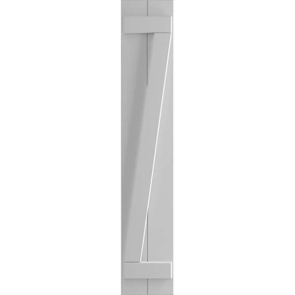 Ekena Millwork 10-3/4 in. x 72 in. True Fit PVC Two Board Joined Board and Batten Shutters with Z-Bar Pair in Primed