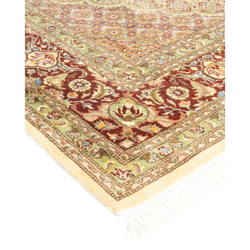 Ivory and Red Hand-Knotted Wool 8' x 10' Oriental Rug