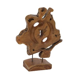 Zimlay Set of 3 Brown Teak Wood Mushroom Sculpture 37933
