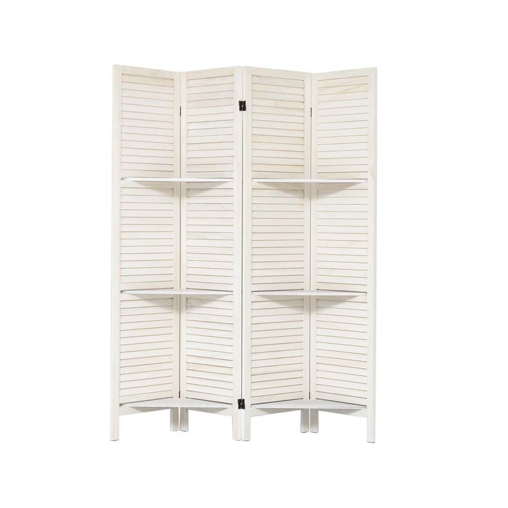 Home Decor 64 in. W x 67 in. H 4-Panel Portable Wooden Room Divider, Foldin