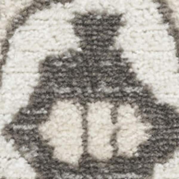 2 ft. x 8 ft. White Medallion Washable Area Rug