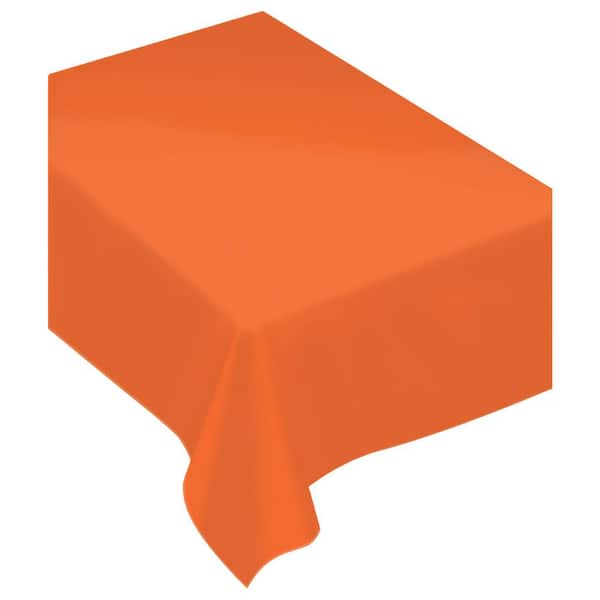 Amscan 80 in. x 60 in. Orange Peel Fabric Everyday Table Cover (2-Pack)