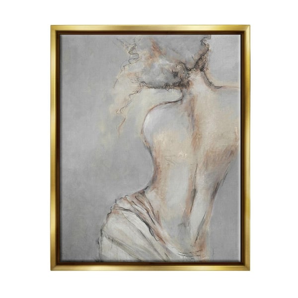 The Stupell Home Decor Collection Traditional Portrait Nude Woman Baroque Painting Design by Liz Jardine Floater Frame People Art Print 31 in. x 25 in.