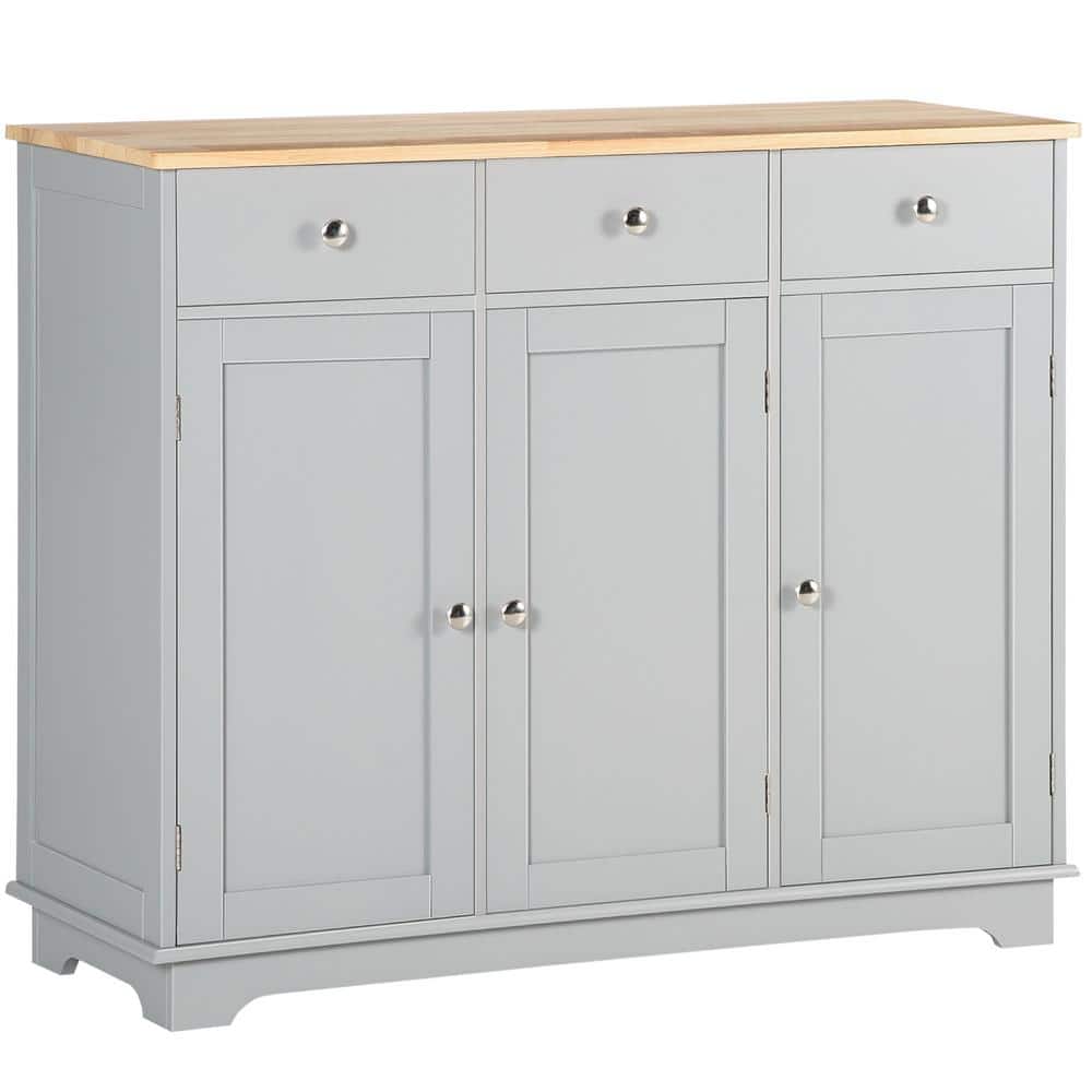 39.75 in. W x 15.75 in. D x 33.5 in. H Gray Linen Cabinet with Rubberwood T