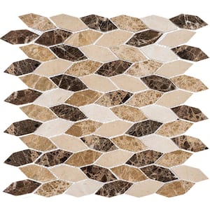 Channing Montage Elongated Hex Brown/Tan 4.5 in. x 8.25 in. Natural Stone Mosaic Wall Tile Sample