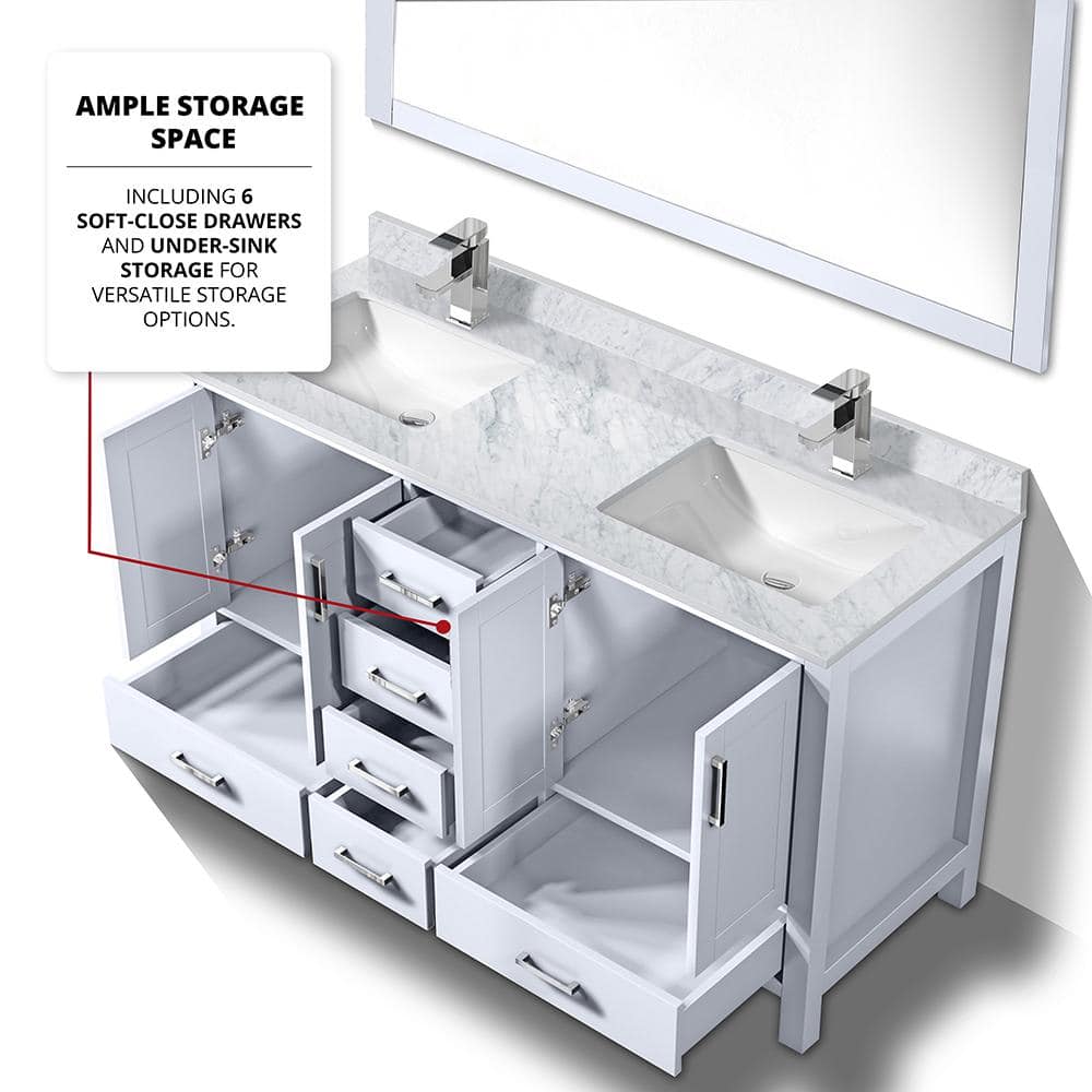 Jacques 60" White Double Freestanding Vanity Cabinet