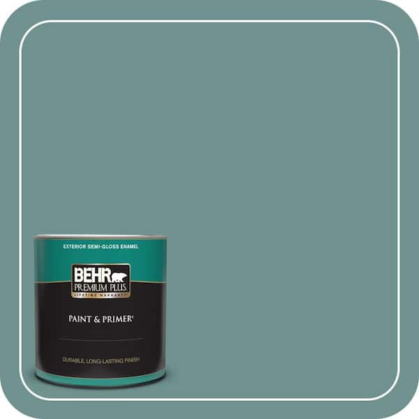 BEHR PREMIUM PLUS 1 qt. #ECC-60-3 Pool Tide Semi-Gloss Enamel Exterior Paint & Primer
