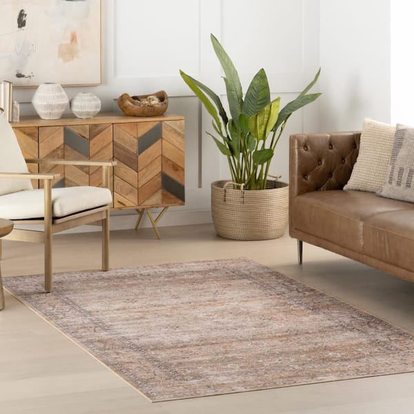 Myrtle Spill Proof Washable Vintage Taupe 8 ft. x 10 ft. Indoor Area Rug