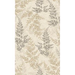 Blue Beige Wild Herbs Leave Tropical Double Roll Non-Woven Non-Pasted Textured Wallpaper 57 Sq. Ft.
