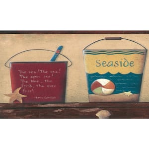 Falkirk Brin Sand Buckets Beige, Brown, Red, Blue Wallpaper Border