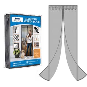 37 in. x 80 in. Gray Magnetic Screen Door with Heavy Duty Magnets and Diamond Mesh Curtain