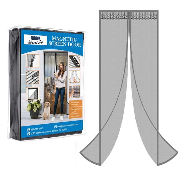 Shatex 37 in. x 80 in. Gray Magnetic Screen Door with Heavy Duty Magnets and Diamond Mesh Curtain