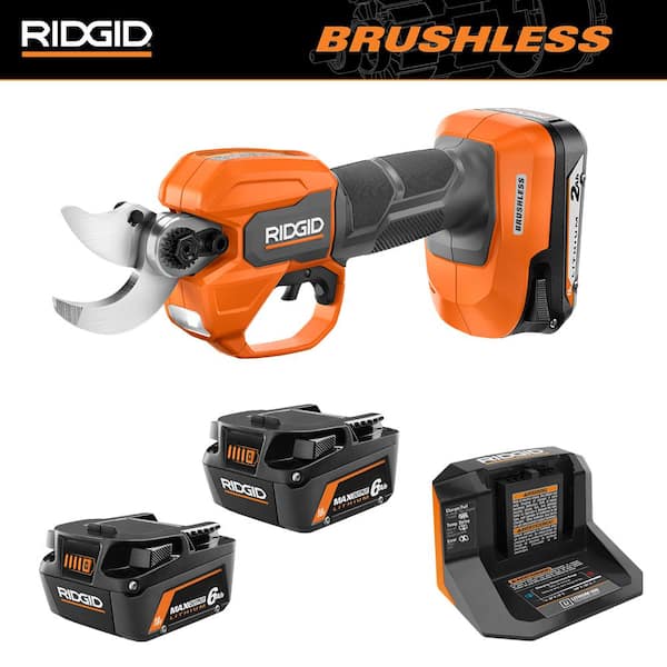18V Brushless Pruner Kit with 2.0 Ah Battery, Charger, and 6.0 Ah MAX Output Lithium-Ion Batteries (2-Pack)