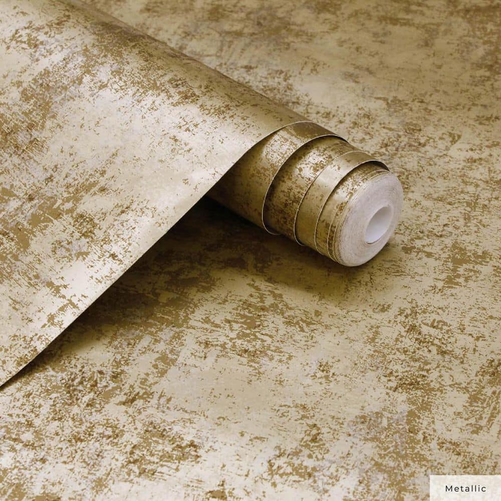 Gold Distressed Leaf Peel and Stick Wallpaper Roll