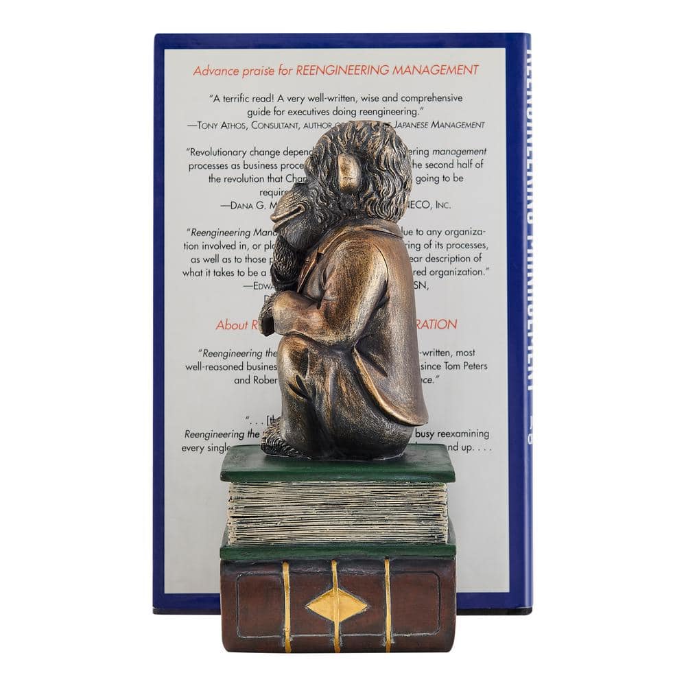 Antique Patina Finish Monkey Bookends with Resin Base