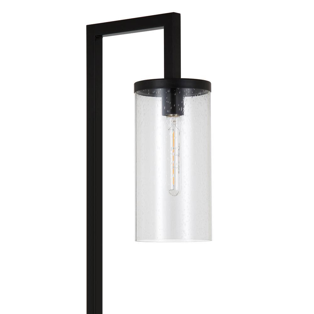 26'' Blackened Bronze Table Lamp with Seeded Glass Shade