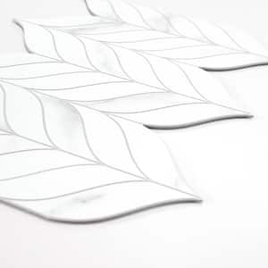 Leaf Waterjet 6 x 6 x 0.3 in. White color Peel and Stick Backsplash Stone Composite Wall Tile
