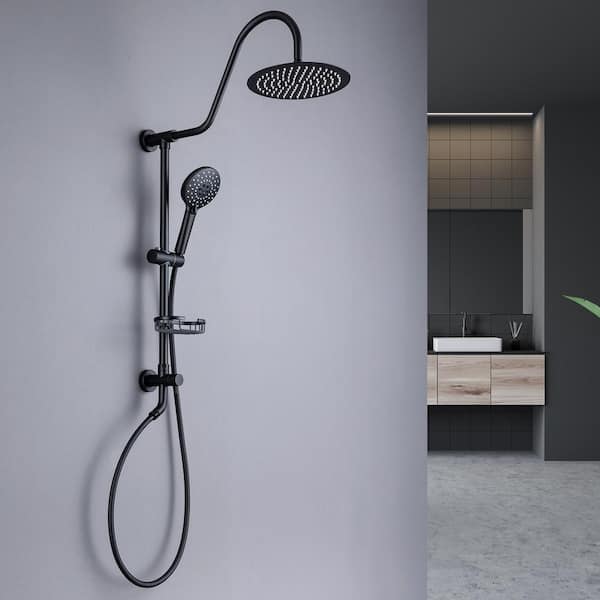 Staykiwi 3-Spray Multifunction Deluxe Wall Bar Shower Kit with Hand Shower in Polished Matte Black