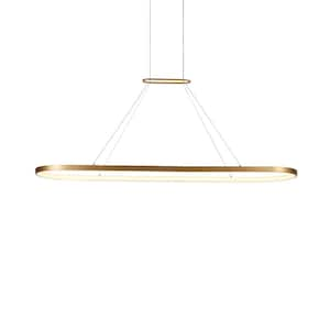 Eerie 59 in. 1 Light 88-Watt Antique Brass Integrated LED Pendant Light