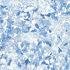Blue Toile Foliage Peel and Stick Wallpaper Sample