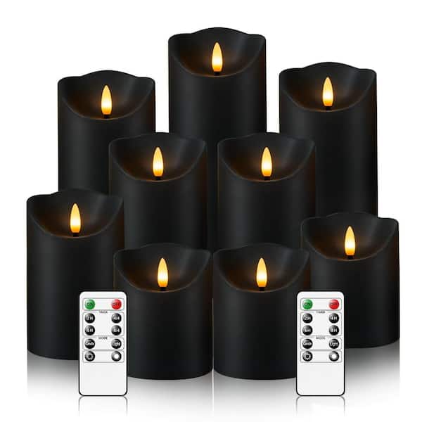 9-Pack Black LED Candles with Remote & Timer (2/4/6/8H)