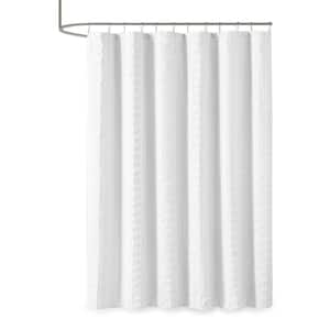 Quade White 72 in. Woven Clipped Solid Shower Curtain