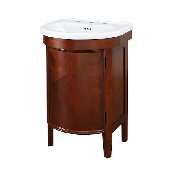 Home Decorators Collection Laguna 23 in. W x 19-1/2 D Bath Vanity in Cherry with Vitreous China Vanity Top in White and Mirror